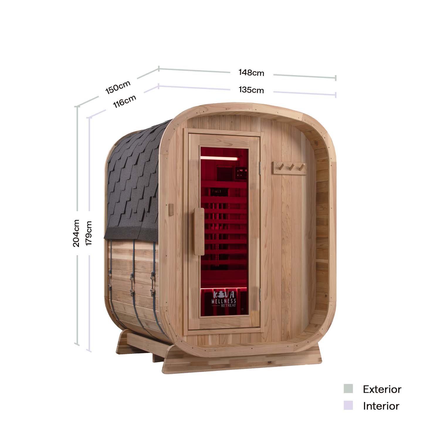 Sauna Kiva Retreat Outdoor - Para 3 pessoas Full Spectrum